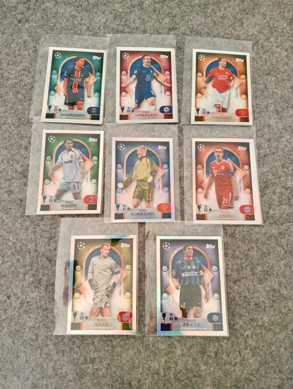 Lote 8 Cartas Topps Ucl Maldini / Zanetti / Schmeichel / Ferdinand / Lahm / Neuer