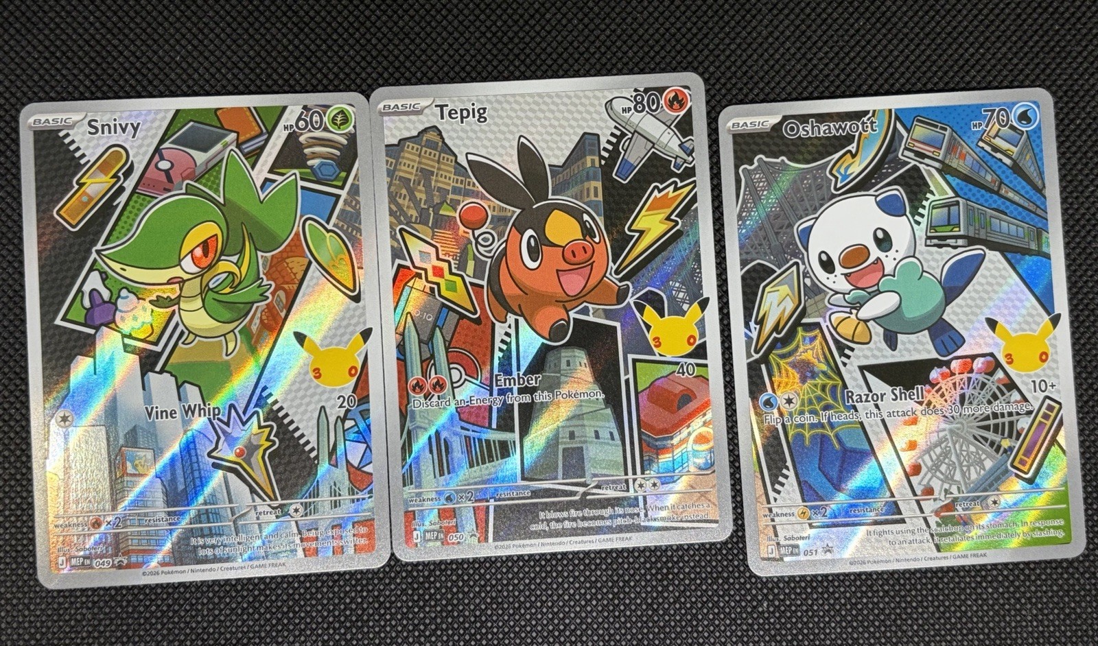 Series 2 First Partner Illustration Collection: (Unova) Snivy, Tepig, Oshawott