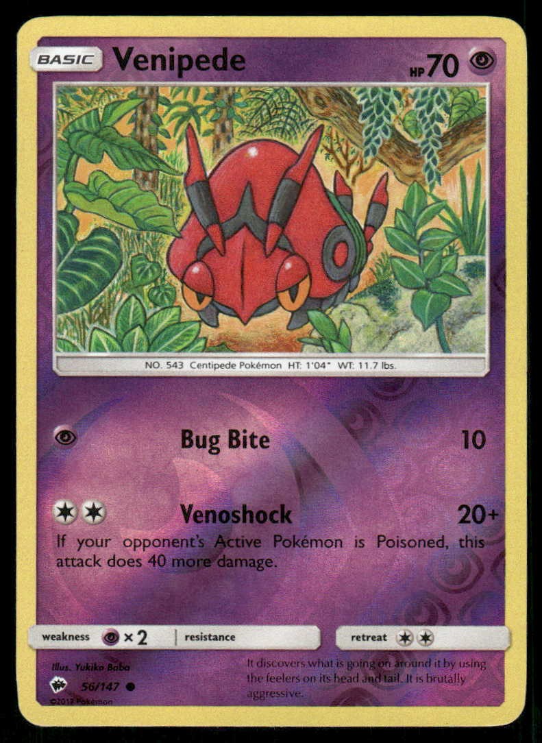 POKEMON VENIPEDE BURNING SHADOWS 56/147 REVERSE HOLO C LP