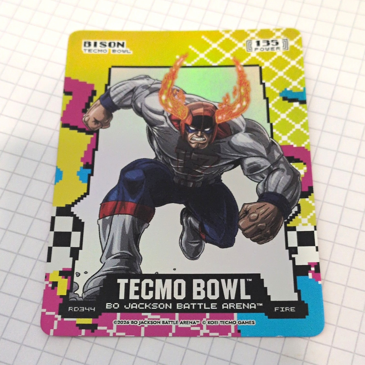 Bison 2026 Tecmo Bowl Bo Jackson Battle Arena Card #RD344 Fire 135 Power