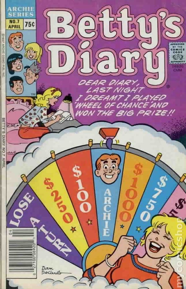 Diario di Betty #7 VF- 7.5 1987 Immagine Stock