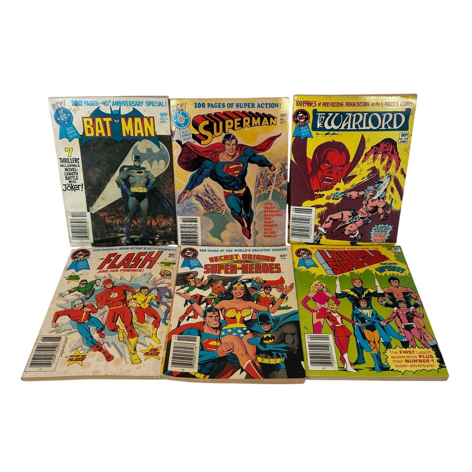 Lotto 6 fumetti DC Blue Ribbon Digest Batman Superman Flash Warlord Secret Origin