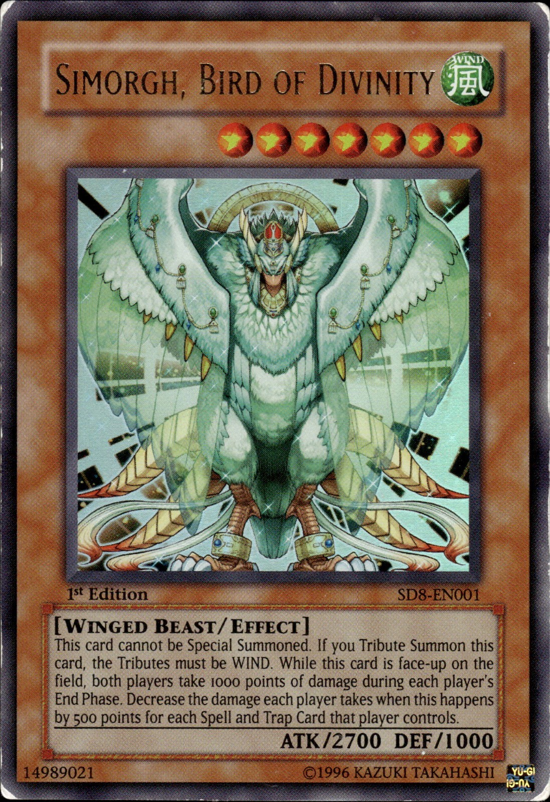 Simorgh, Bird Of Divinity - Ultra Rare 1st Edition SD8-EN001 - HP - YuGiOh