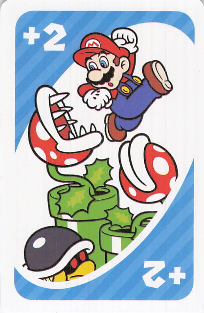 Carta Super Mario UNO +2 Draw Due Piante Piranha Koopa Troopa Nintendo Game Card