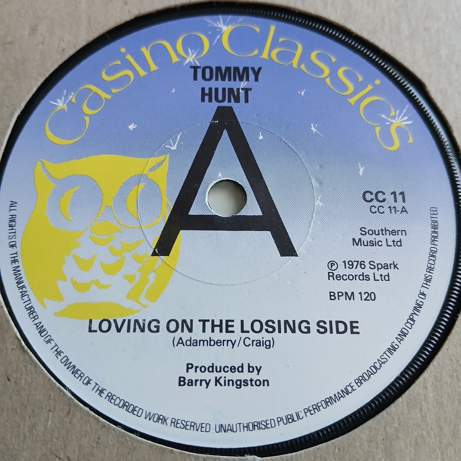 Tommy Hunt   -  Loving On The Losing Side   -  UK  Casino Classics Promo 45