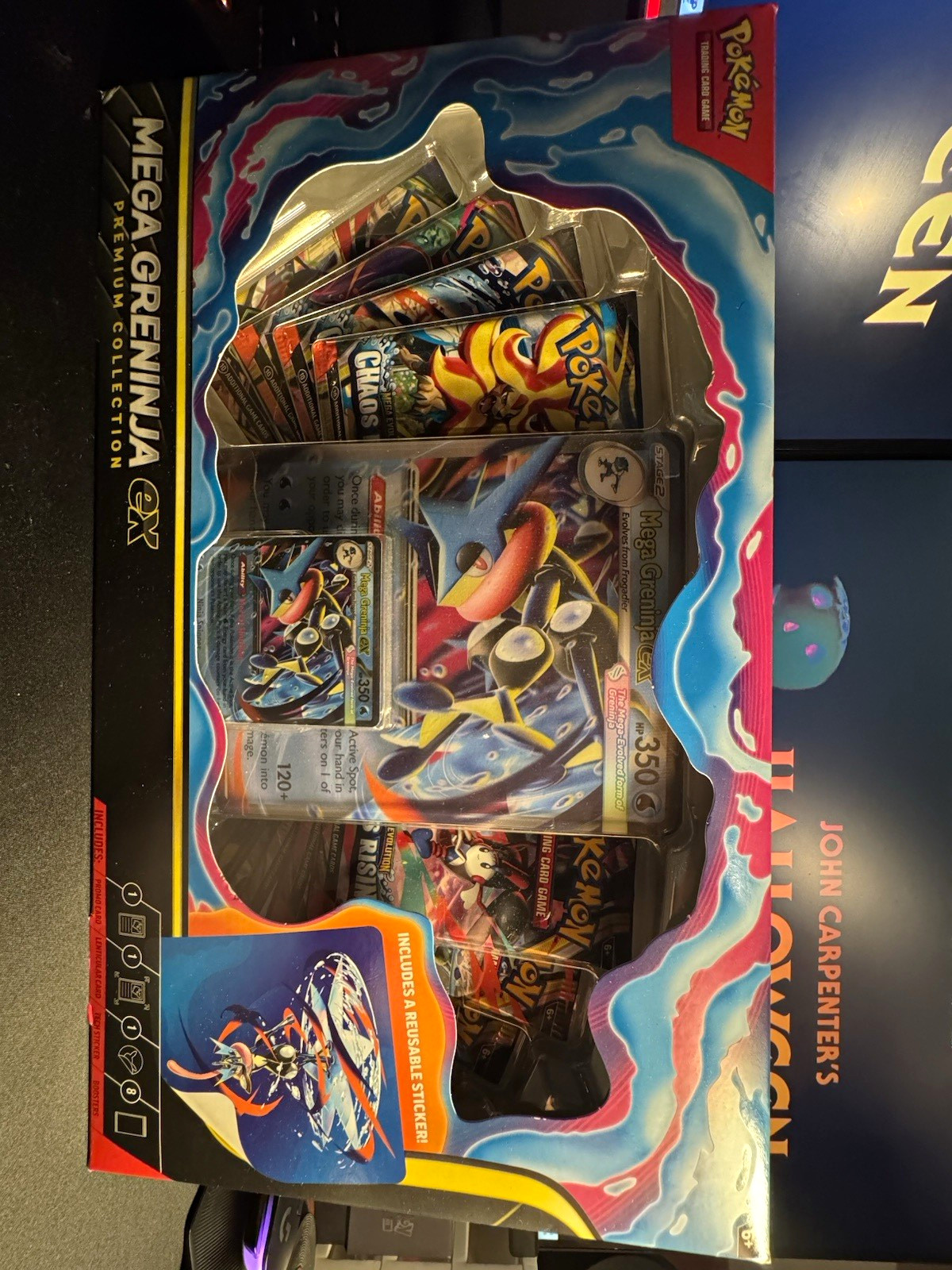 Pokémon TCG Mega Greninja ex Premium Collection Box w/Promo, Oversized, Sticker