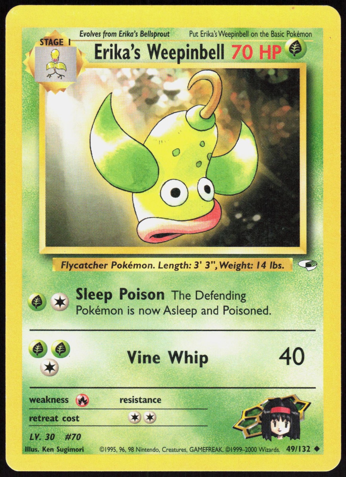 Gym Heroes Erika's Weepinbell 49/132 Pokemon non comune MP illimitato