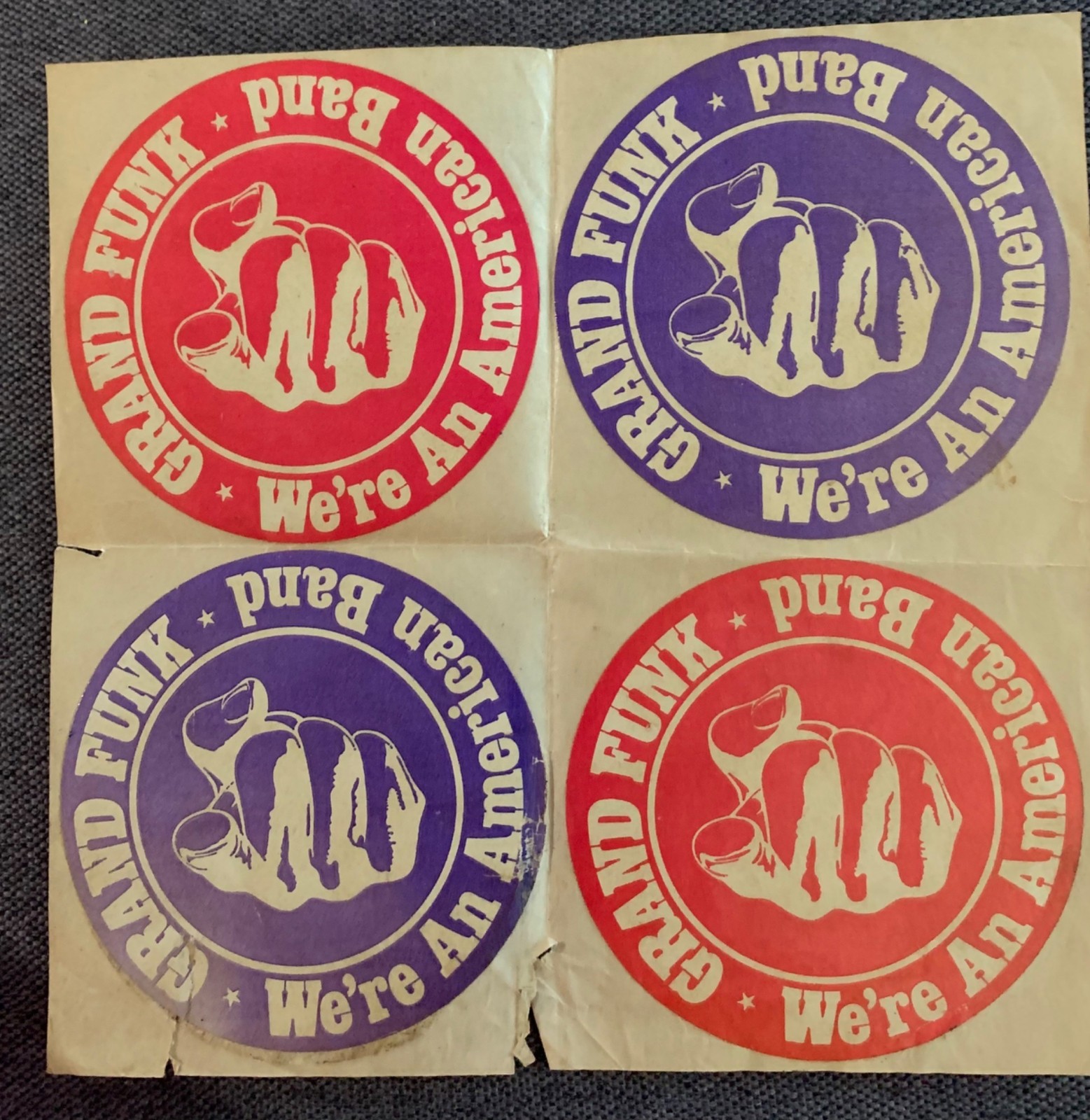 Grand Funk We’re An American Band 1973 Original 4 Sticker Sheet Capitol Records!