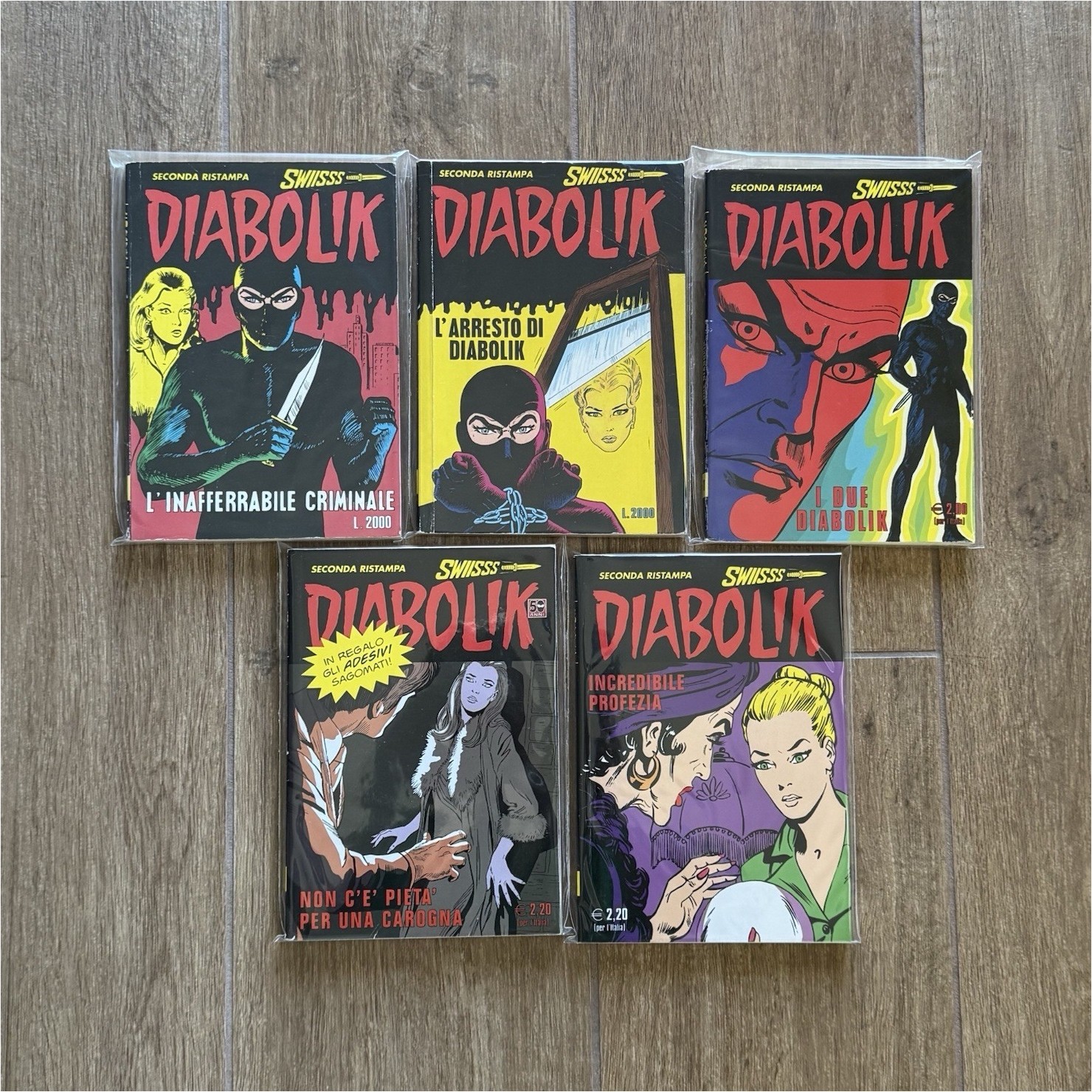 Lotto 5 fumetti Diabolik seconda ristampa