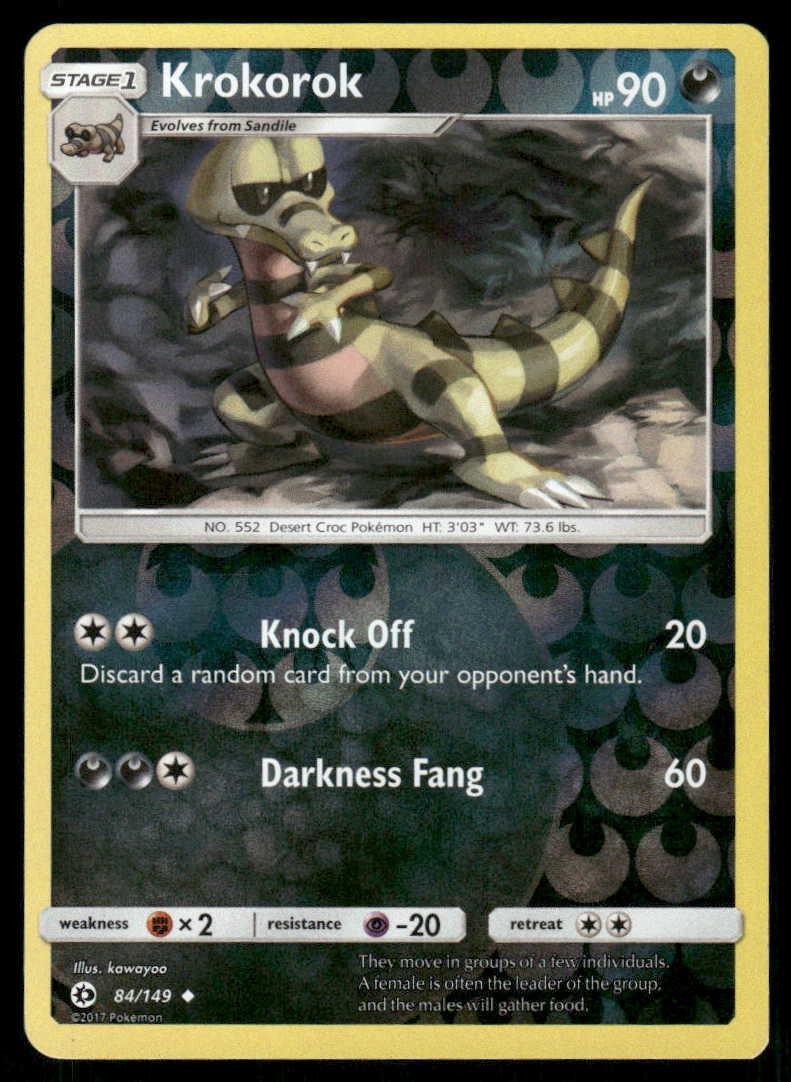 POKEMON KROKOROK SM SET BASE 84/149 REVERSE HOLO UC LP