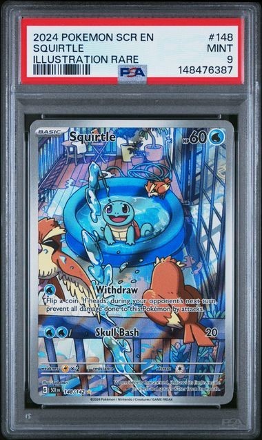 2024 POKEMON SCR EN-STELLAR CROWN ILLUSTRAZIONE RARA 148 SQUIRTLE PSA 9 TCG