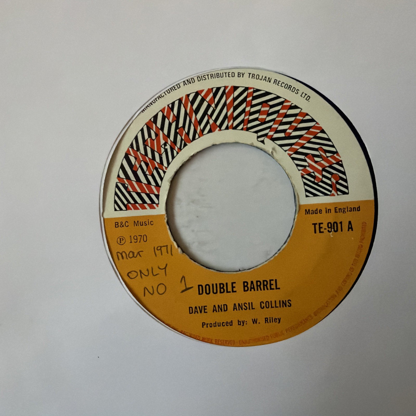 DAVE AND ANSIL COLLINS-DOUBLE BARREL 7" VINYL SINGLE RECORD 1970!
