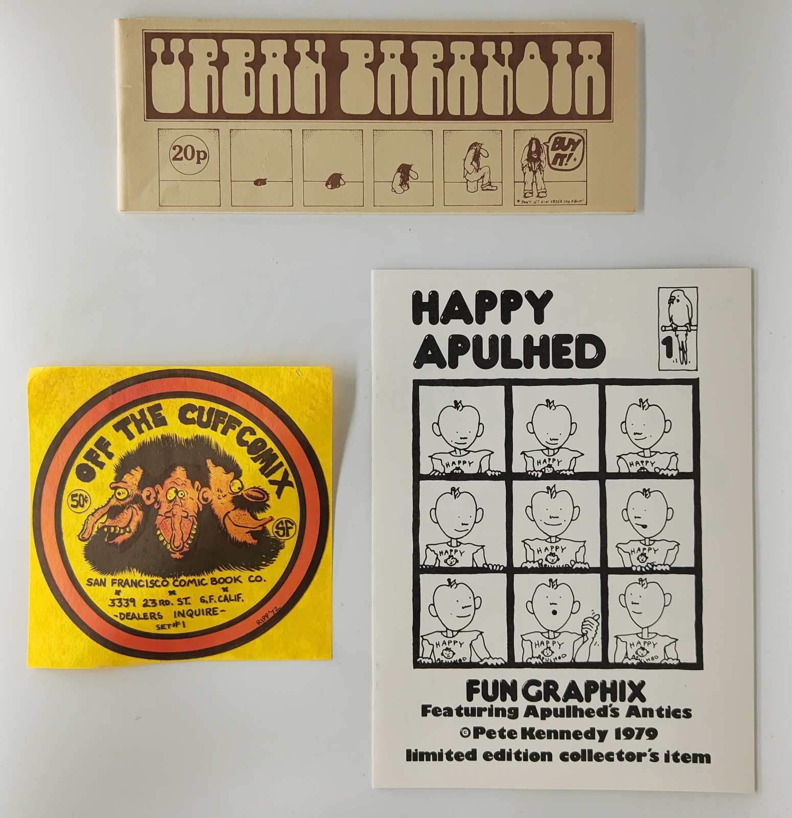 1970s Underground Comix Lot Urban Paranoia Off The Cuff Happy Apulhed Kennedy