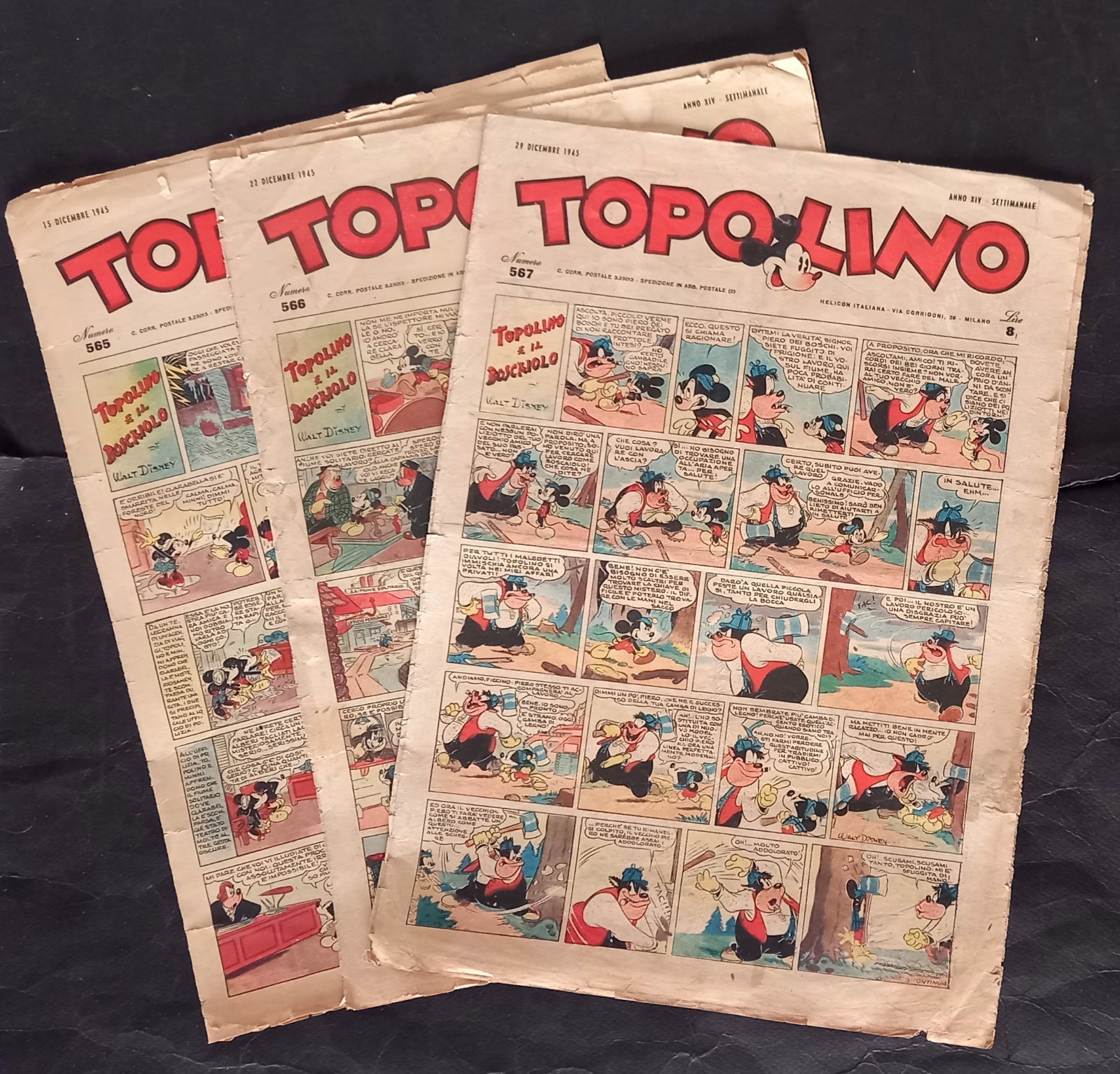 TOPOLINO GIORNALE 1945 - Anno Completo - 565 566 567. Leggi descr
