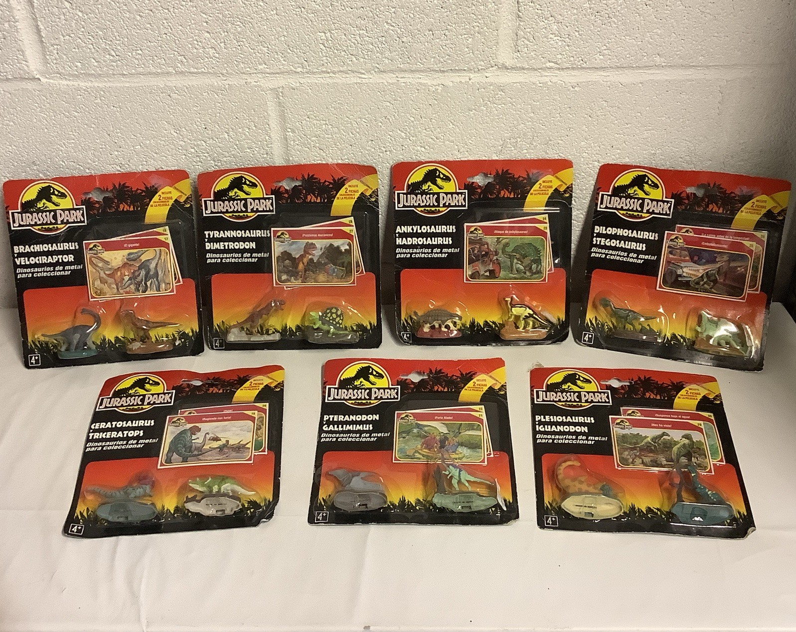 Dinosauro pressofuso Jurassic Park collezione completa x 7 Kenner vintage 1993 raro