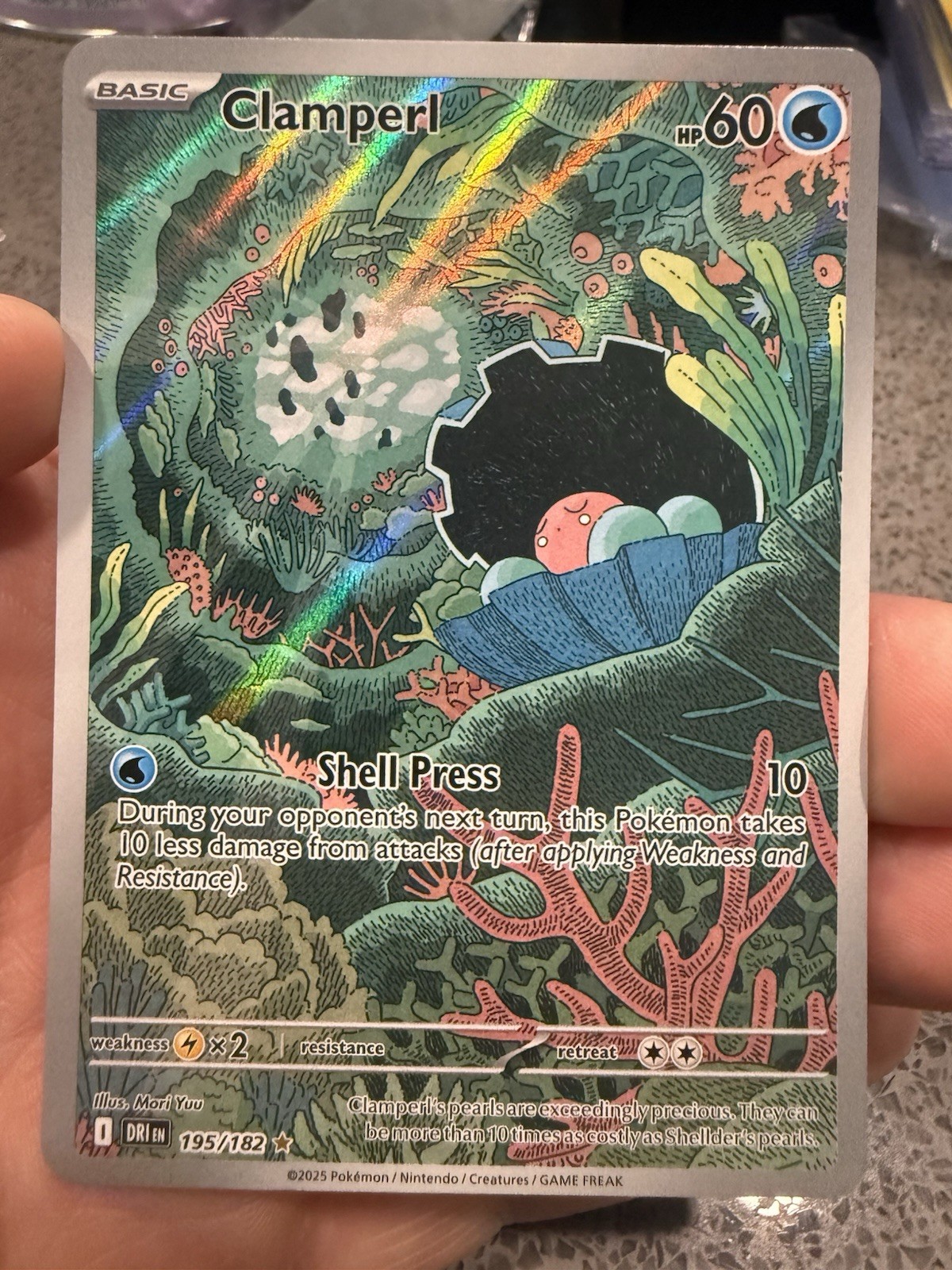 Pokémon TCG Clamperl Holo Illustrazione Destinati Rivali 195/182 Condizioni NM