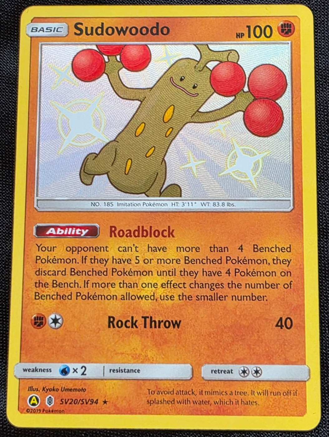 Sudowoodo SV20/SV94 | Holo Baby Shiny | Pokémon SM Hidden Fates | Near Mint
