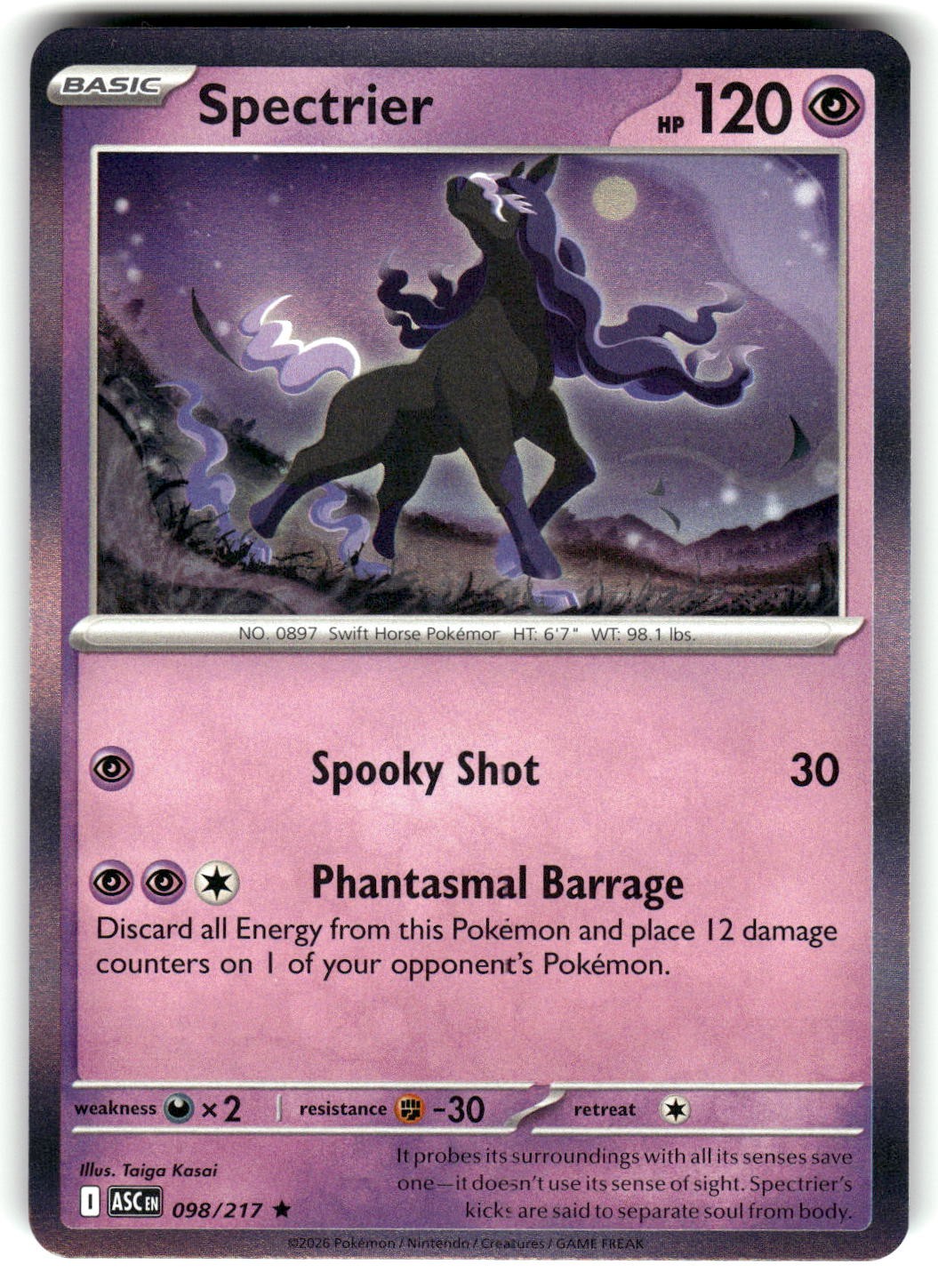 Spectrier 098/217 Pokemon ME: Eroi Ascesi Holo Raro LP/NM