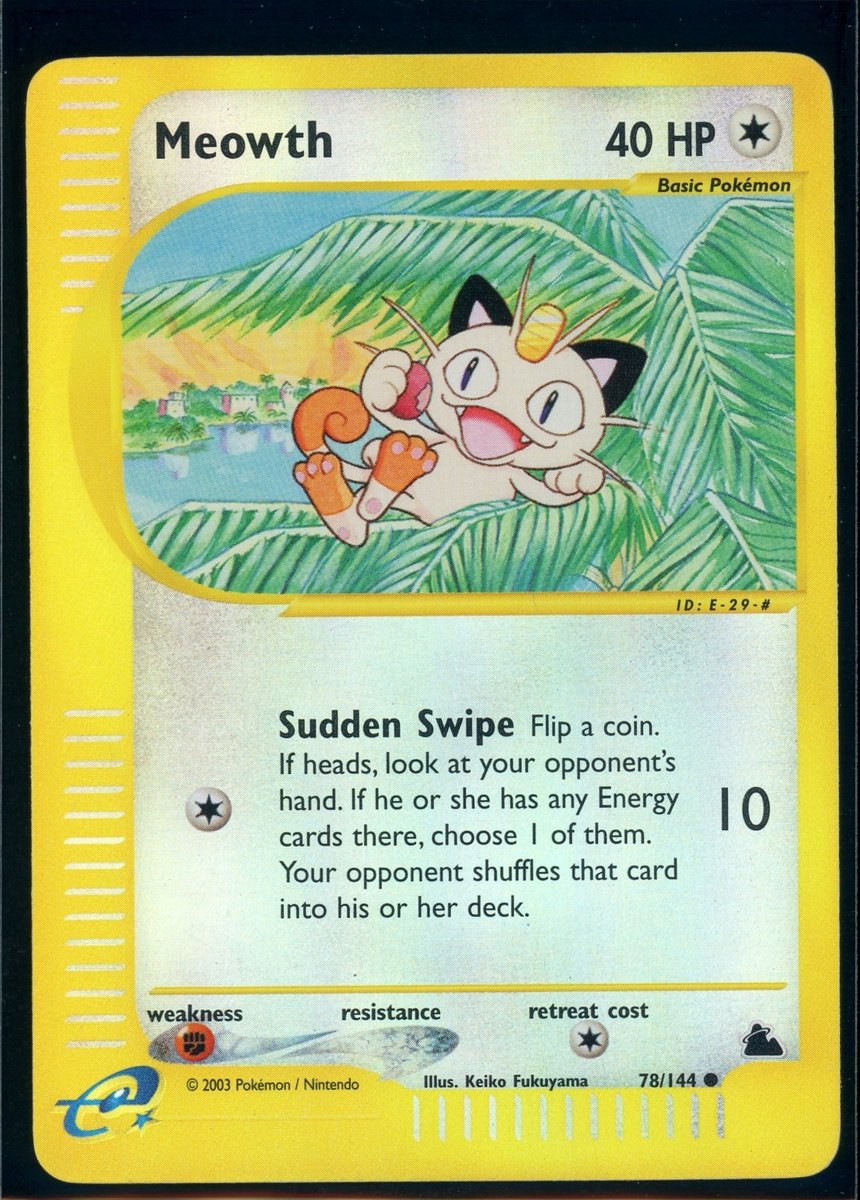 Pokemon SKYRIDGE - #78/144 Meowth - Reverse Holo - ENG - Lightly Played