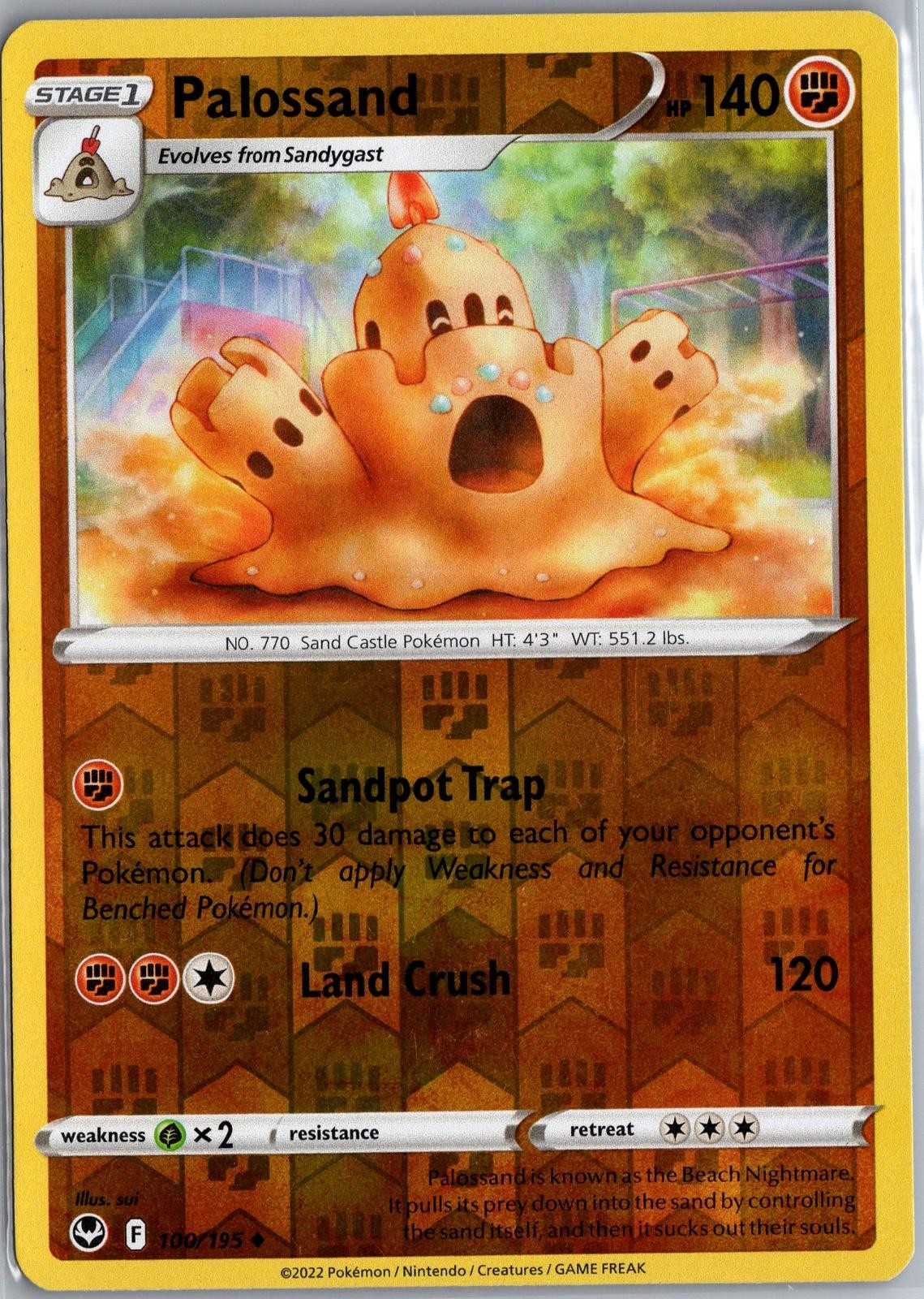 Palossand 100/195 Pokemon Tempesta Argento Non Comune Holo Inverso Giocato Leggermente