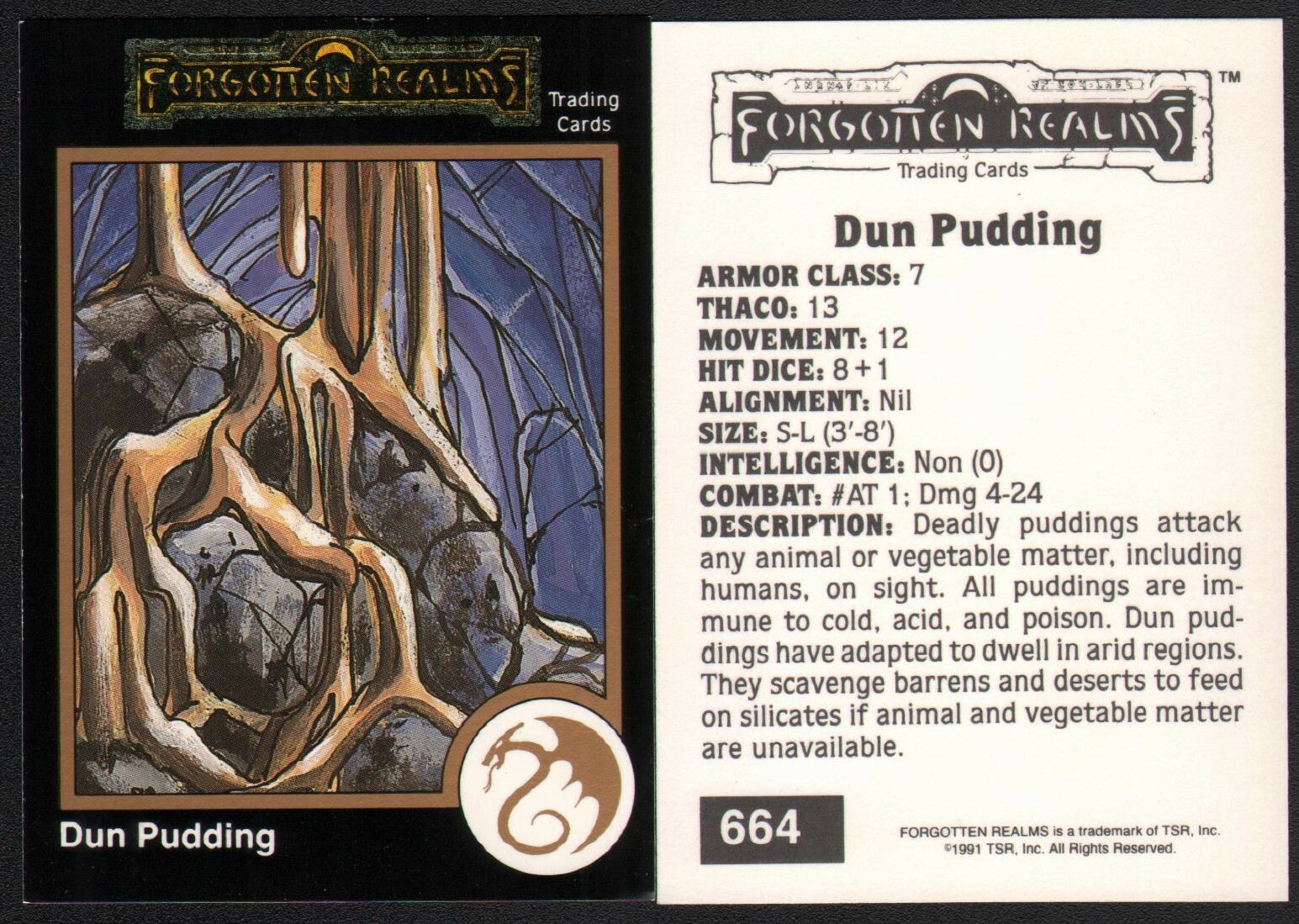 1991 TSR AD&D Gold Border RPG Fantasy Art Card #664 Dungeons & Dragons ~ Mostro