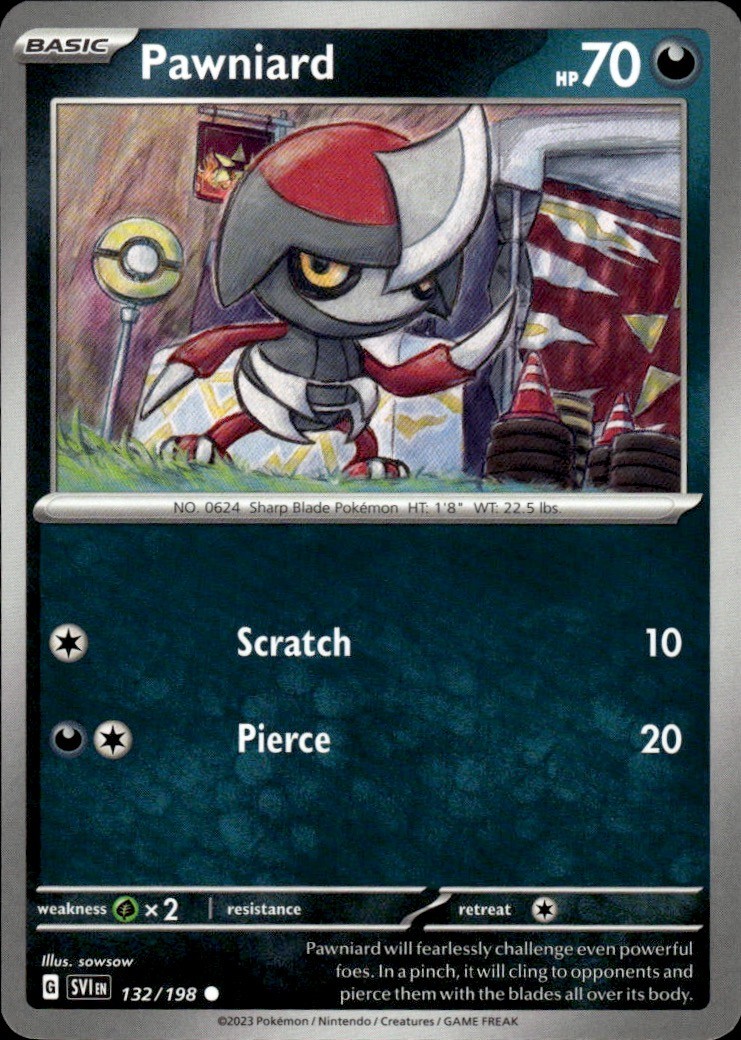 Pawniard 132/198 Scarlet & Violet C quasi nuovo sow pokemon