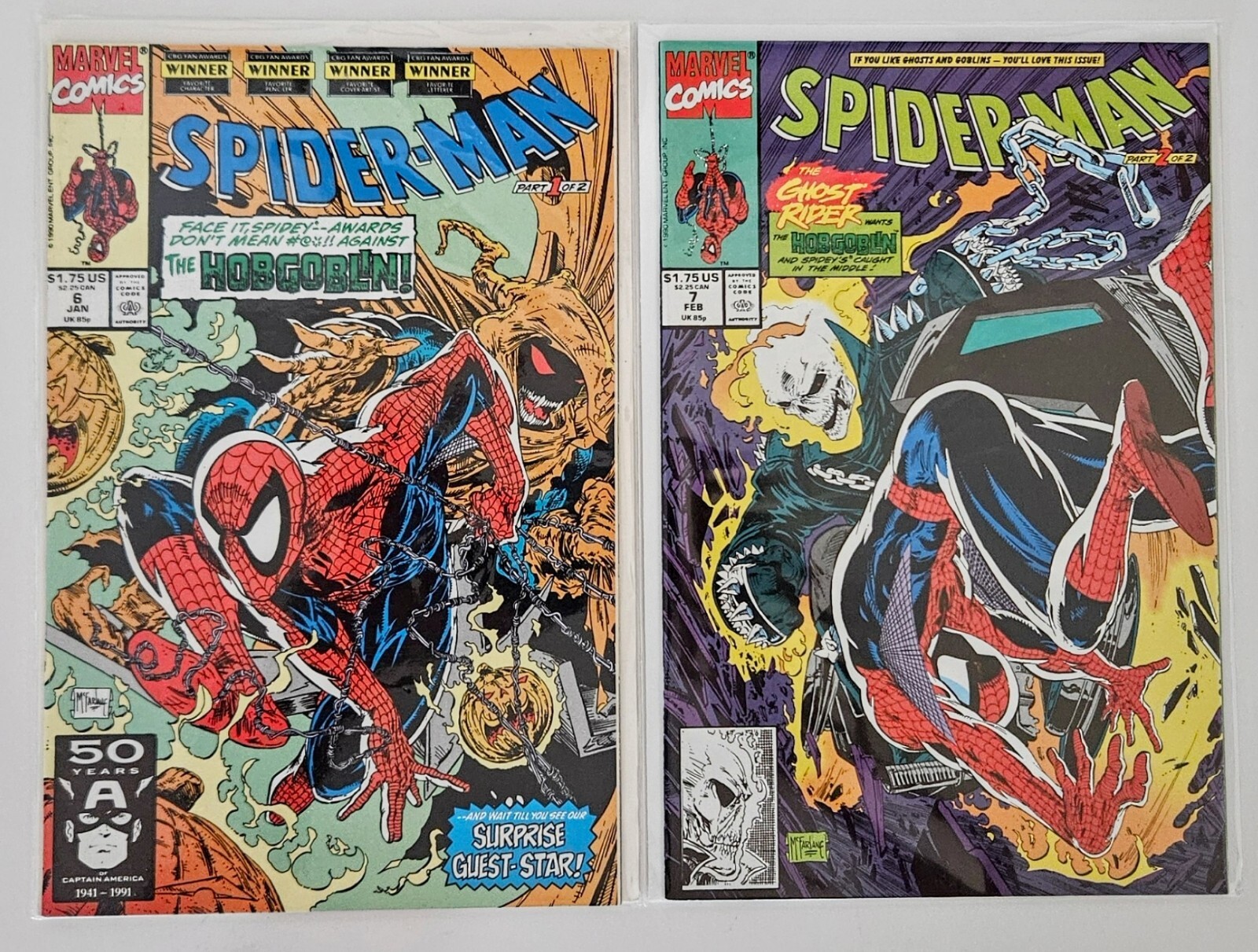 Spider-Man (1990) numeri 6 e 7 Todd McFarlane Ghost Rider/Hobgoblin trama quasi nuovo