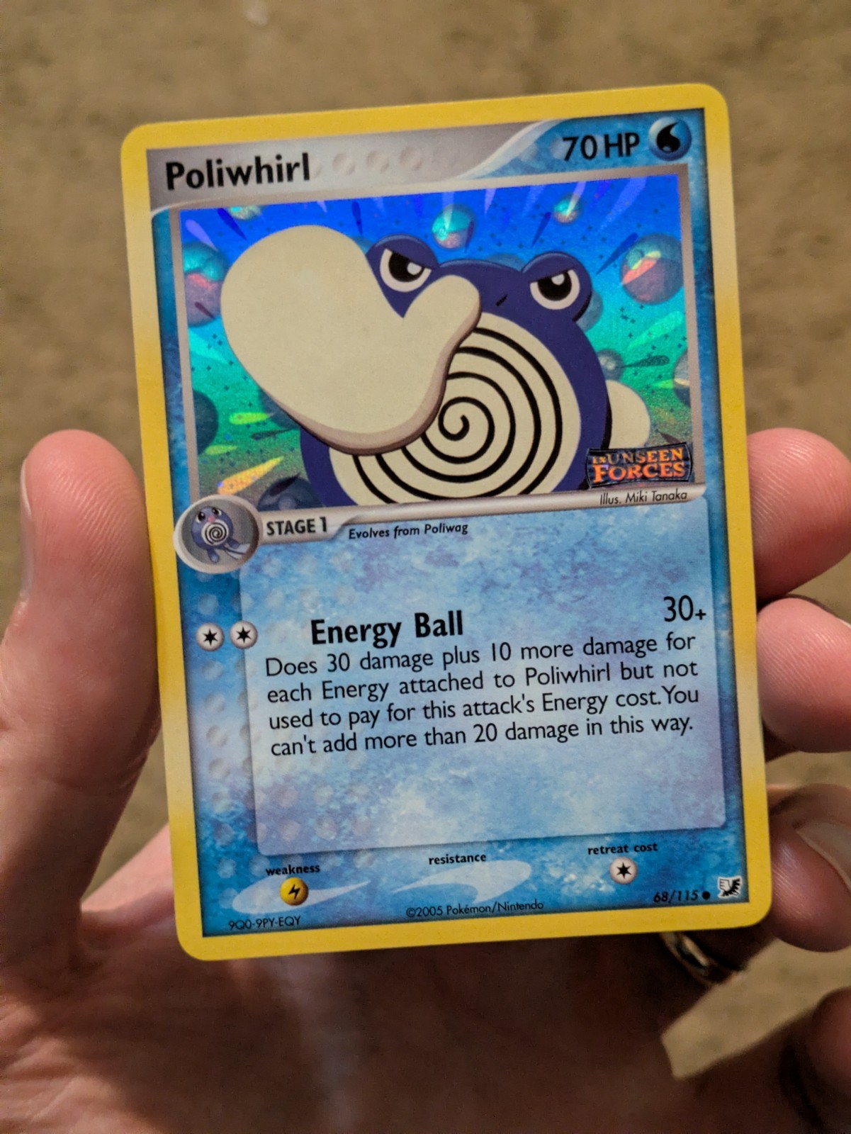 Poliwhirl 68/115 Forze Invisibili Reverse Holo Stampato ERRORE Invertito Molto LP