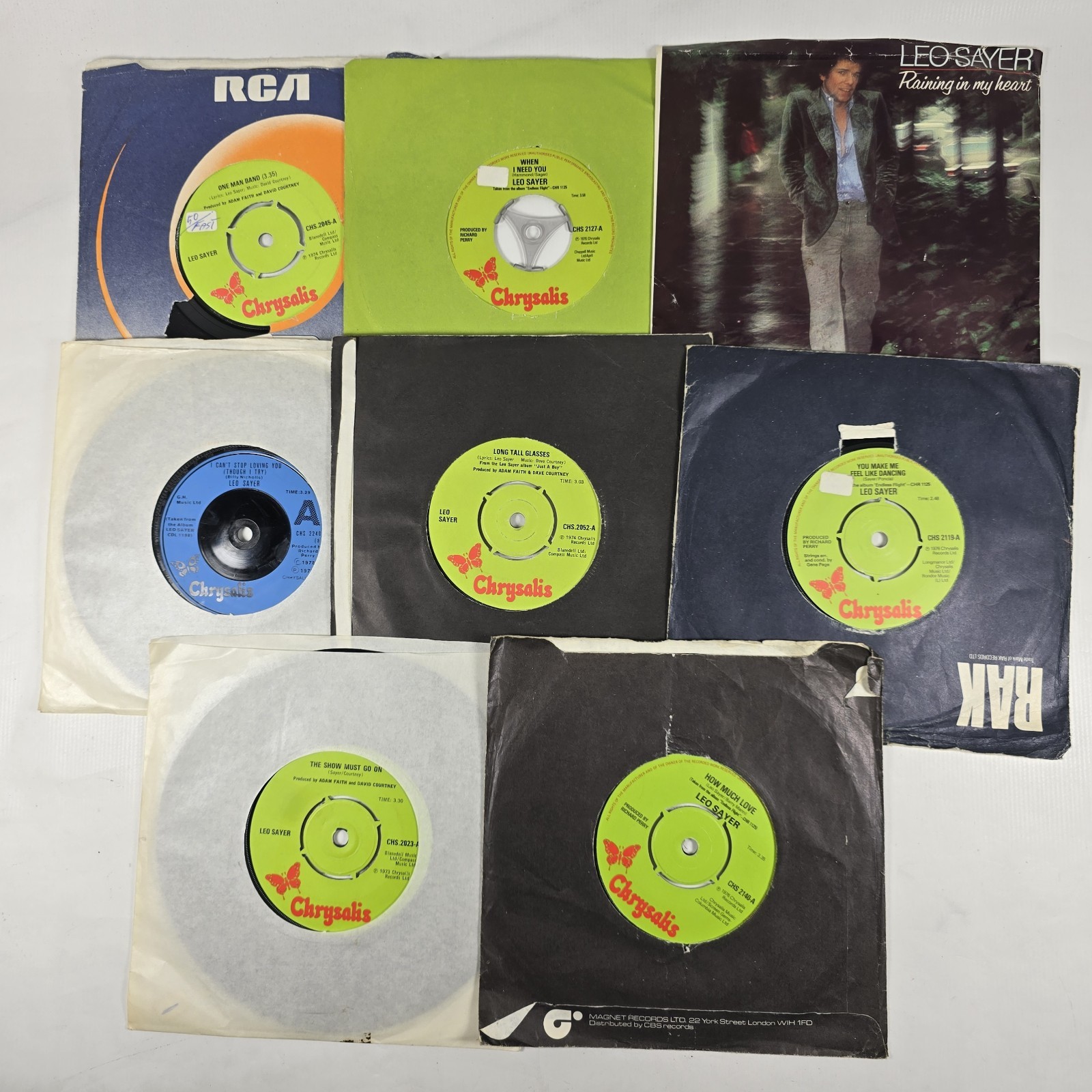 Leo Sayer 7" Single Vinyl Record Bundle Lot Chrysalis 8 Records VG+