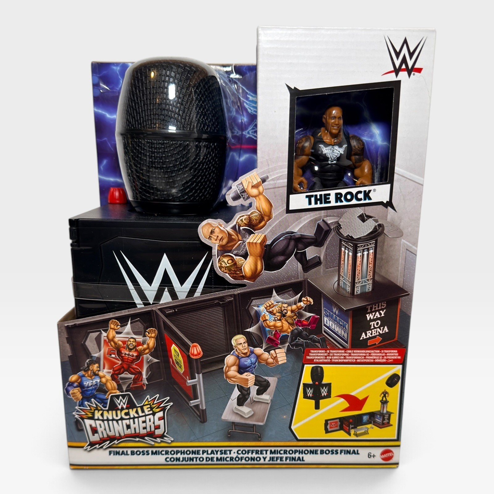 WWE Knuckle Crunchers Final Boss Microphone Playset The Rock Action Figure