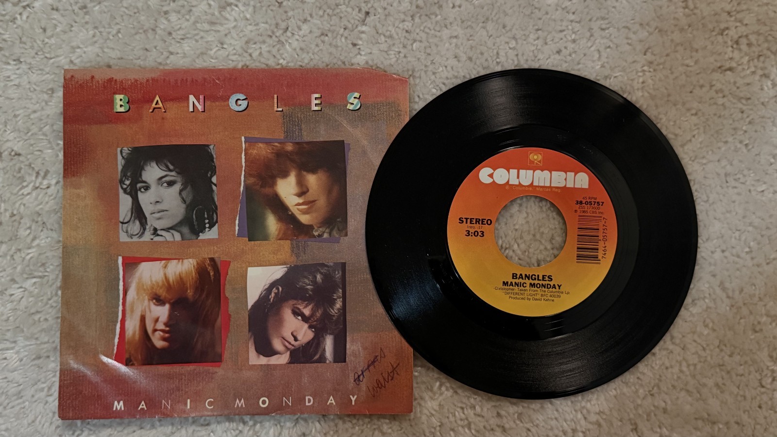 Bangles Manic Monday 1985 US 7" 45 Columbia 38-05757 Pitman Wally Picture Sleeve