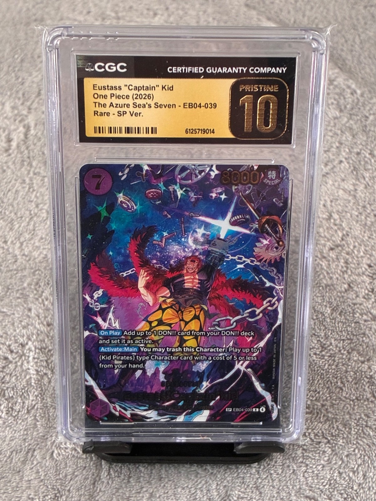 One Piece Eustass"Captain"Kid - EB04-039 (SP) Azure Sea's Seven CGC Pristine 10