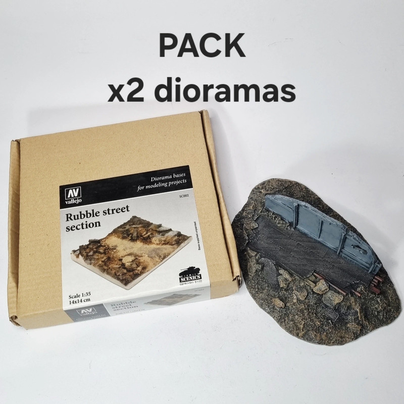 Pack x2 dioramas. Terreno miniaturas, modelismo diorama. Scenic bases