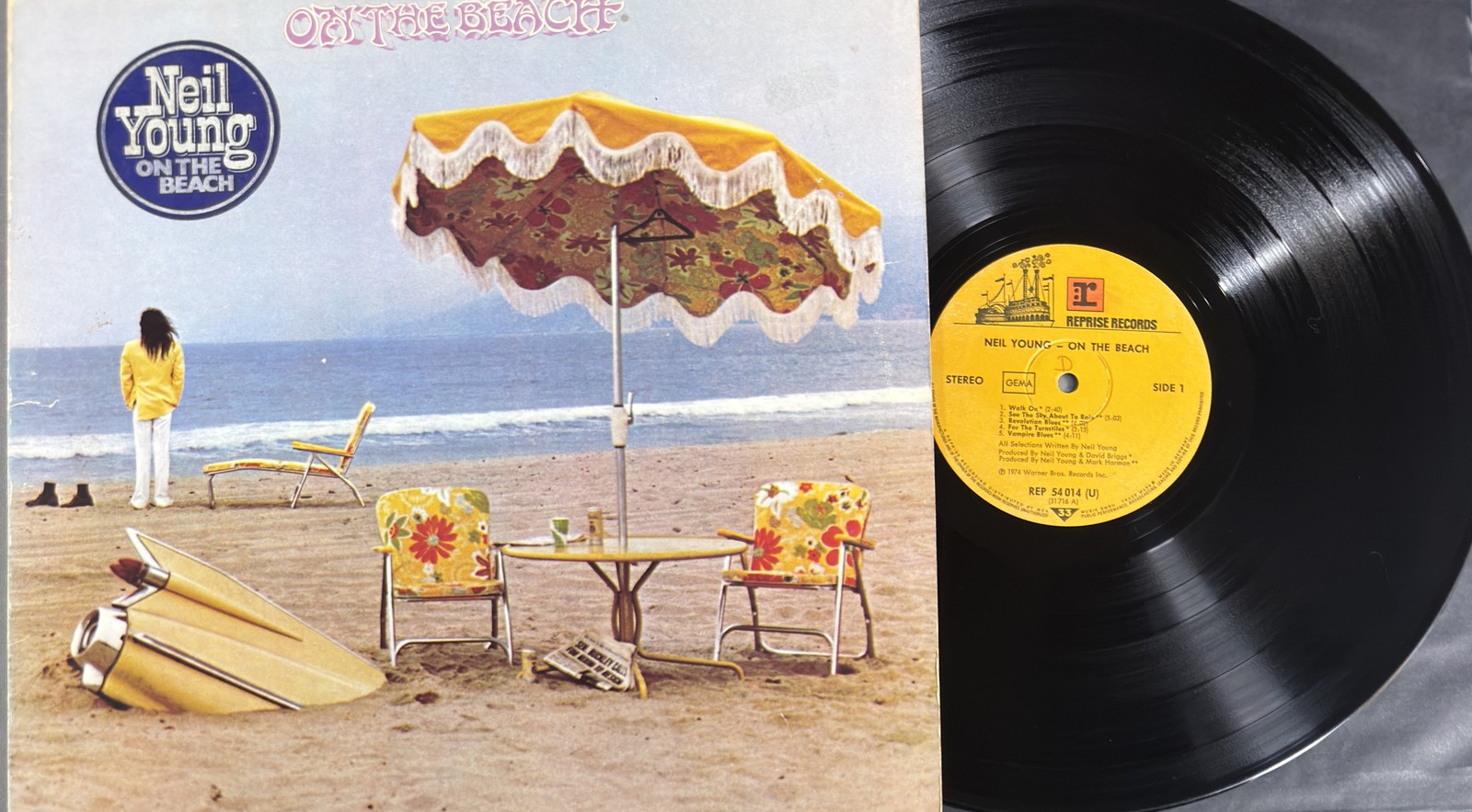 Neil Young On The Beach - Germany First Press Reprise Records Vinyl LP 1974