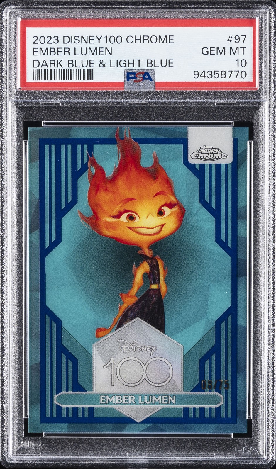 2023 TOPPS CHROME DISNEY100 #97 EMBER LUMEN 8/75 PSA 10