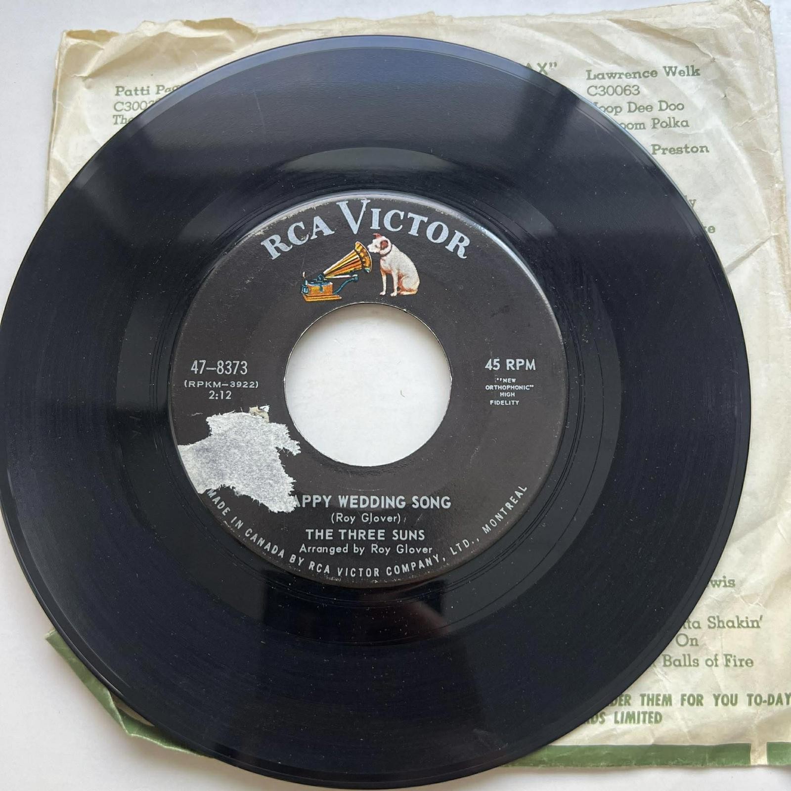 The Three Suns - My Man/Happy Wedding Song 45rpm VG+ R44