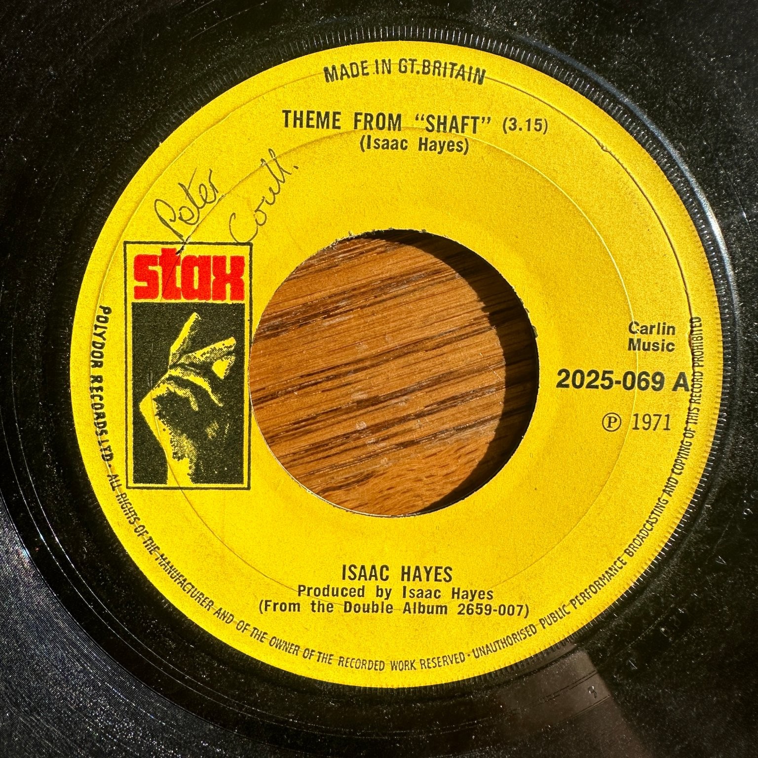 Isaac Hayes – Theme From "Shaft" 7" Single 1971 Stax Soul Funk 45 RPM