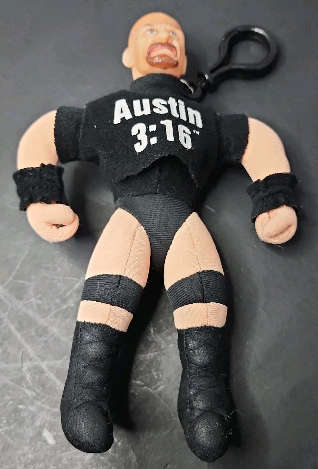 Vintage 1999 WWF Stone Cold Steve Austin Plush Keychain Clip Mischief Makers