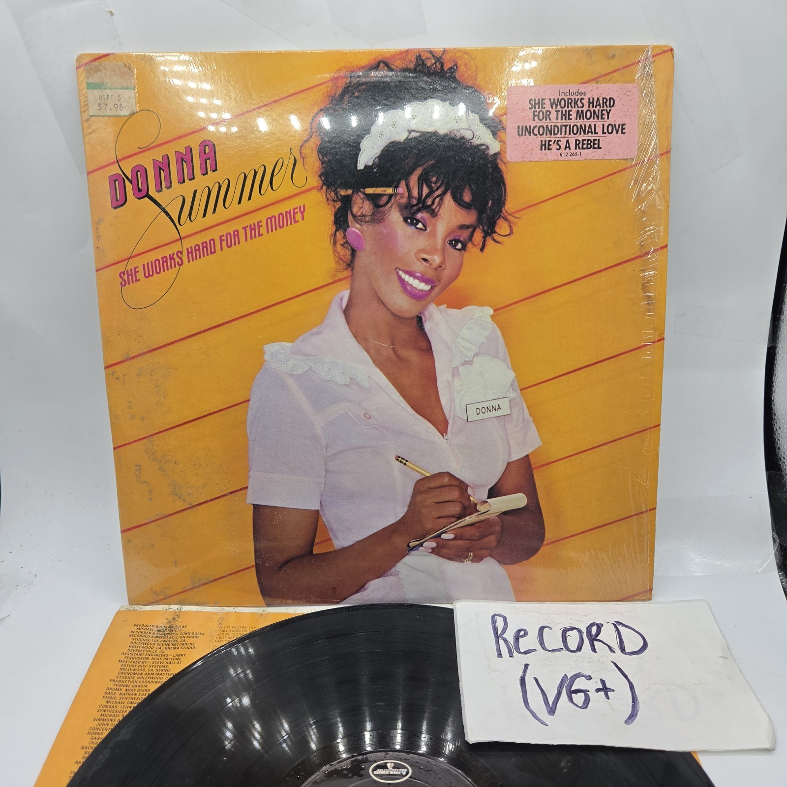 DONNA SUMMER SHE WORKS HARD FOR THE MONEY Vinyl Record Lp VG+