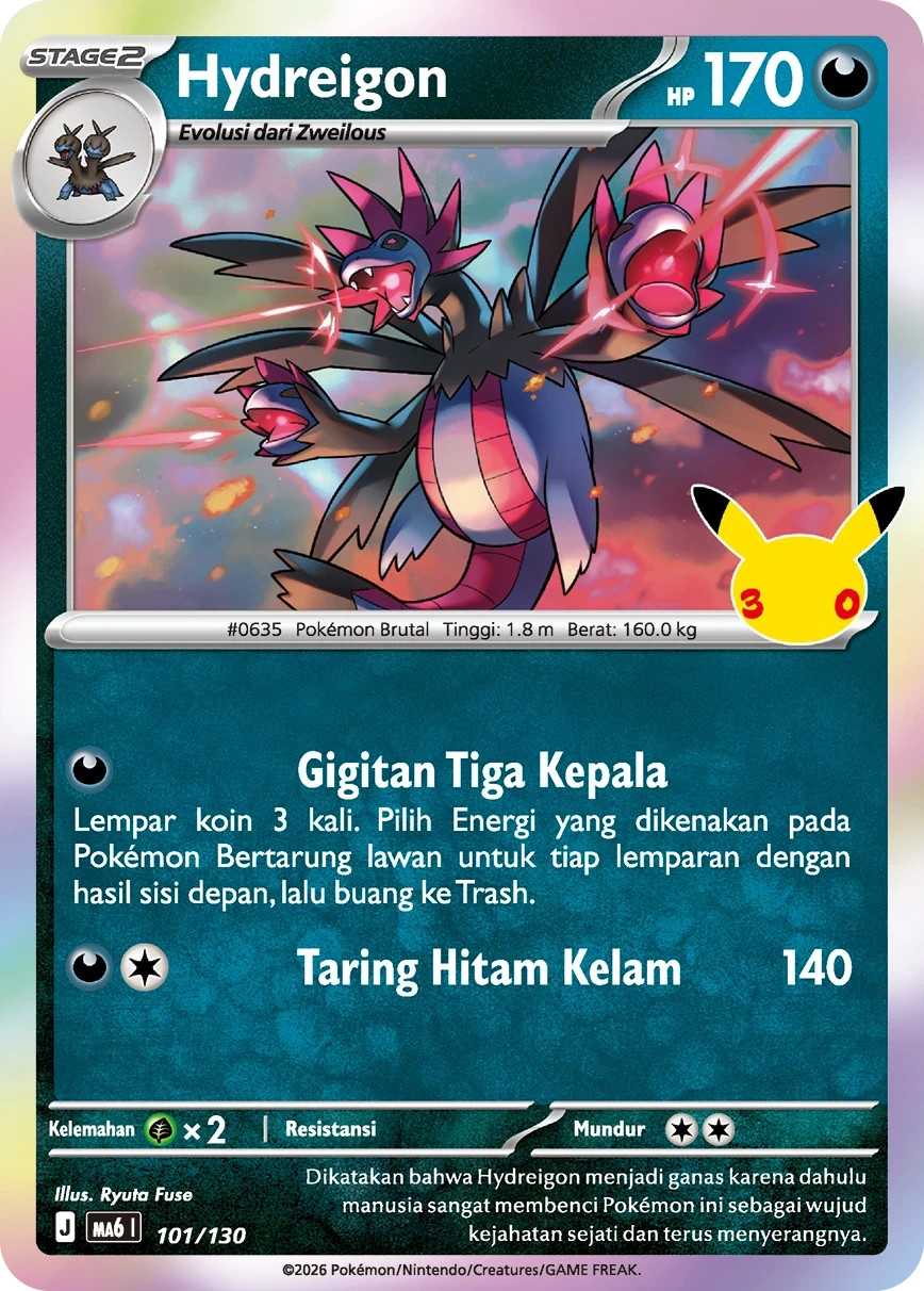 Pokemon Hydreigon 30° Anniversario MA6 101/130 Indonesia