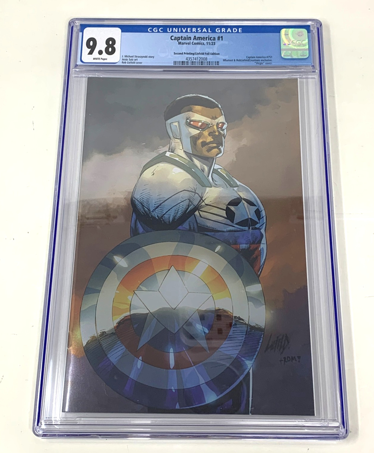 Captain America #1 Virgin Cover Liefeld Foil Edition CGC 9.8 Marvel Comics