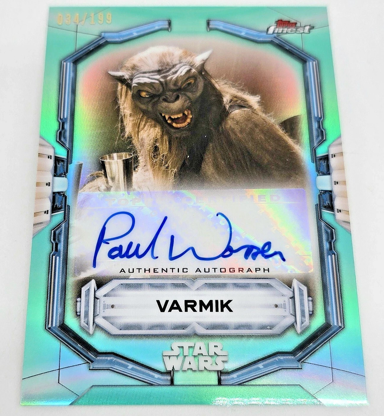 Topps Star Wars Carta Autografo Base Finest Star Wars Paul Warren Varmik