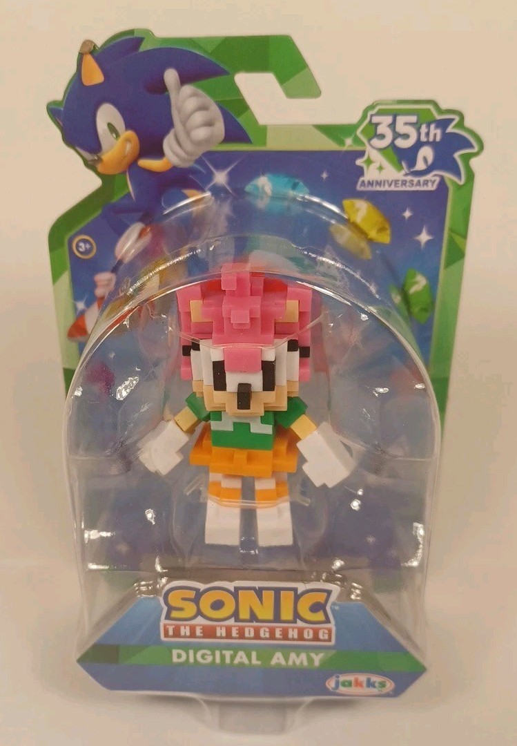 Sega Sonic The Hedgehog Digital Amy 35TH Anniversary Pixel Jakks Pacific 2.5"