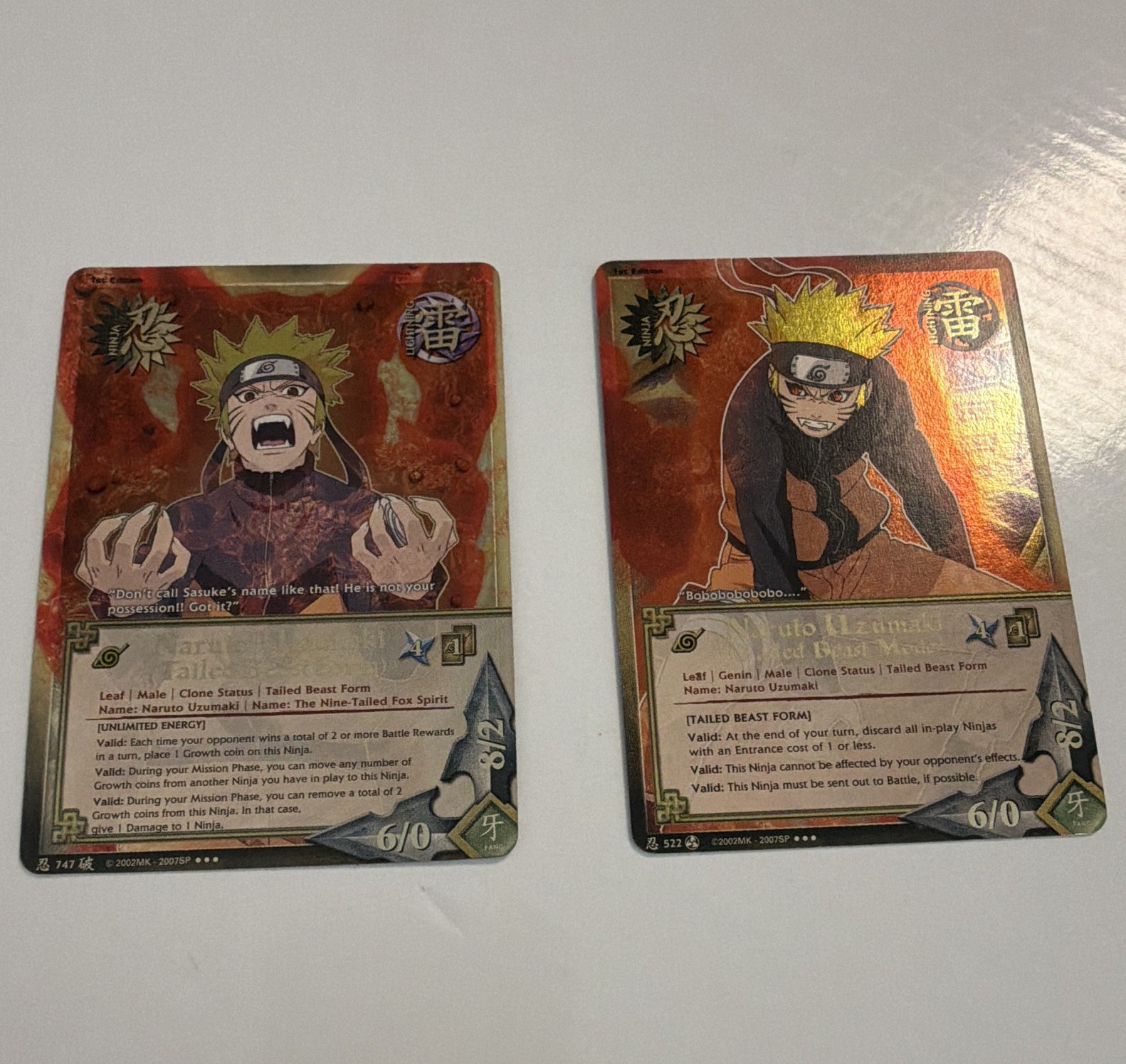 Bandai Naruto CCG 1° Edizione Foil Lotto 2 Carte Naruto Uzumaki 522/747 2007