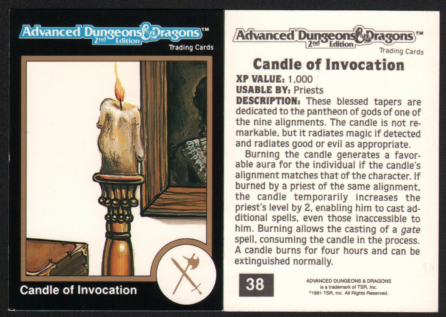 1991 TSR AD&D Gold Border Dungeons & Dragons RPG Fantasy Art Card #38 oggetto magico