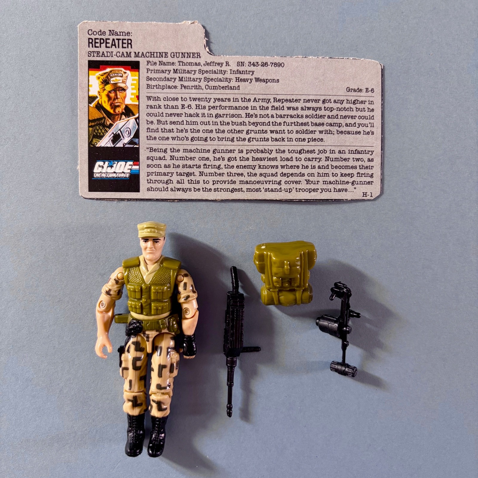 Vintage Action Force G.I. Joe - 1988 - Repeater - Figure with File Card