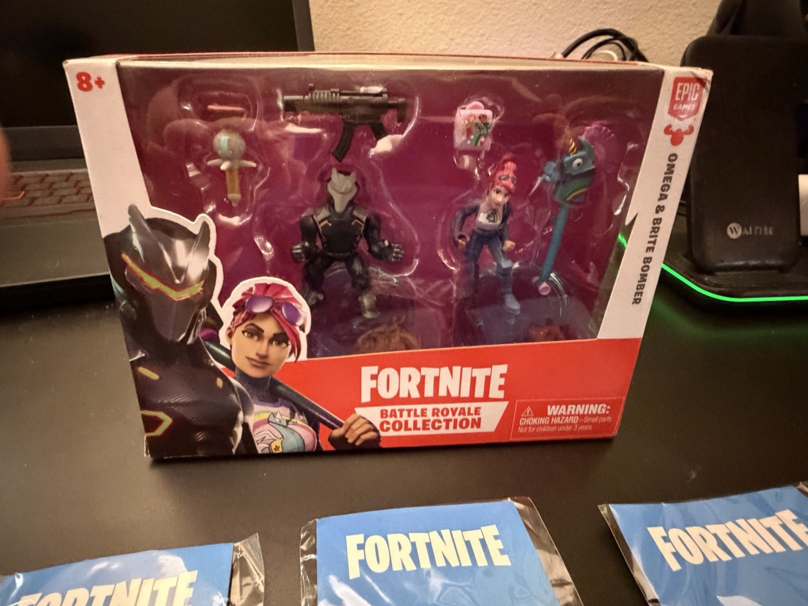Fortnite Merch Bundle - Omega & Brite Bomber Figures + 7 Enamel Pins + Laces NEW