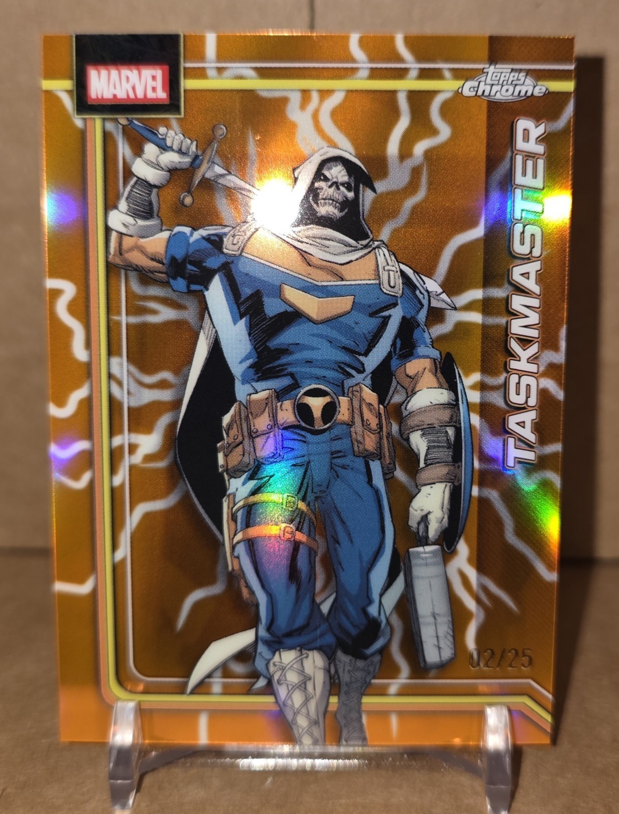 2026 Topps Chrome Marvel Comics #173 Taskmaster rifrattore lampo arancione /25