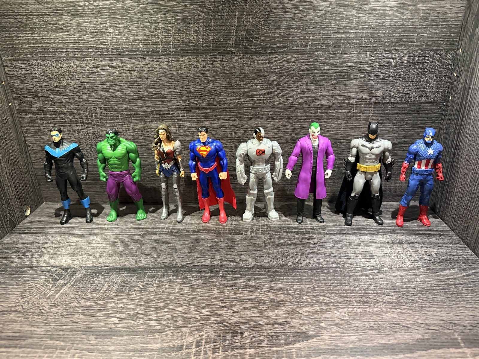 Cap. action figure Dc & Marvel 6" America, Cyborg, Batman, Hulk, Superman, +