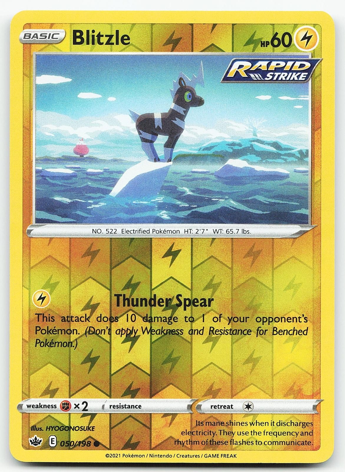 Pokemon Blitzle 050/198 Regno Ghiacciante Comune Reverse Holo quasi nuovo
